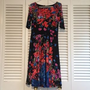 Marc Bouwer black floral midi dress